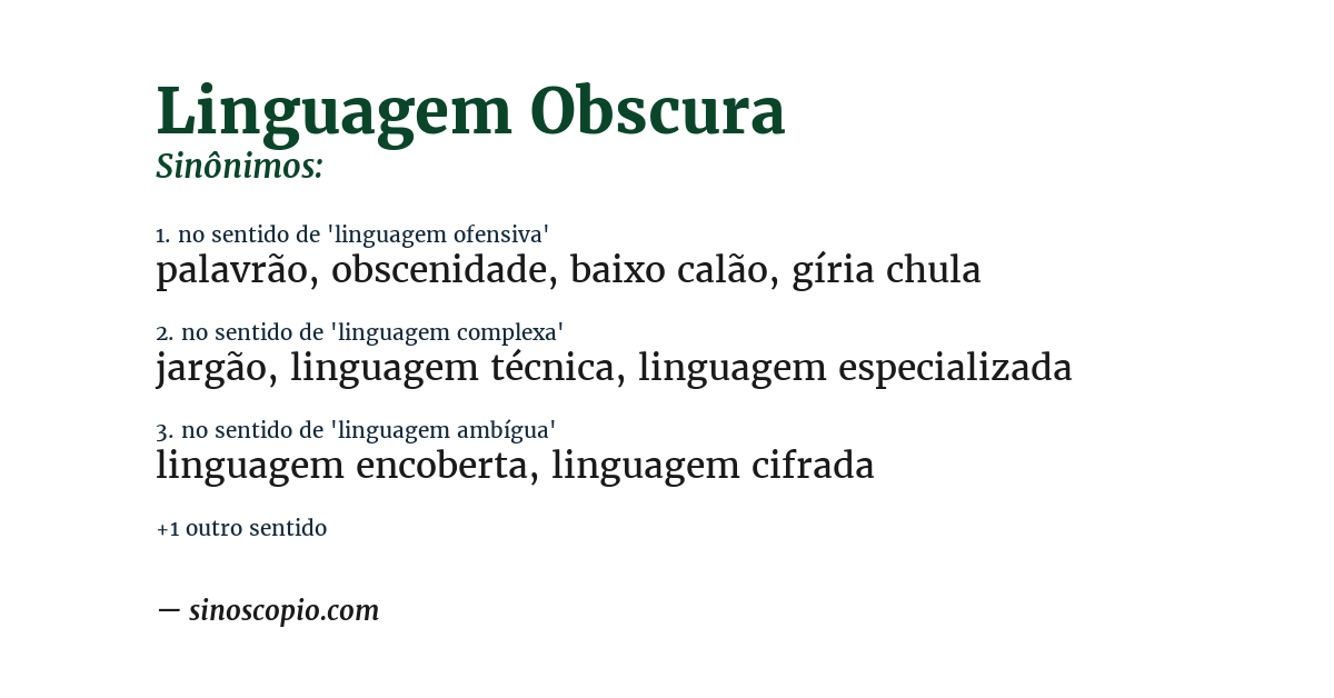 Sinônimo de linguagem obscura