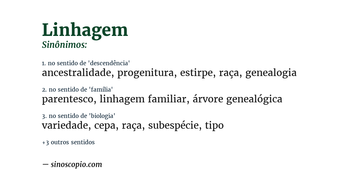 Sinônimo de linhagem