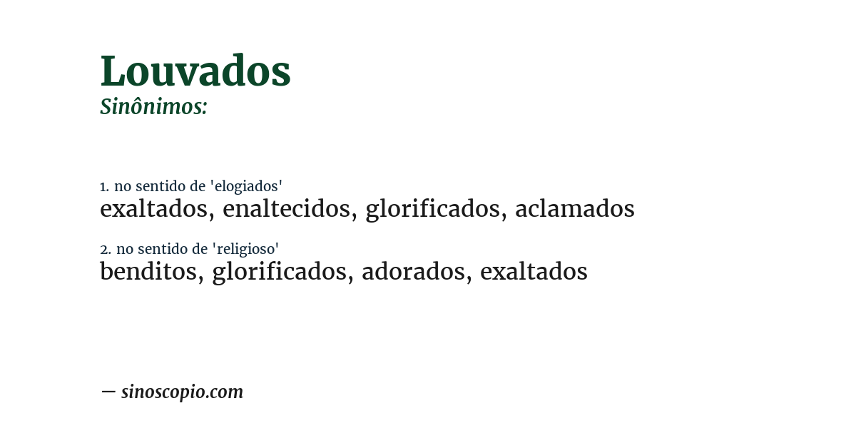 Sinônimo de louvados