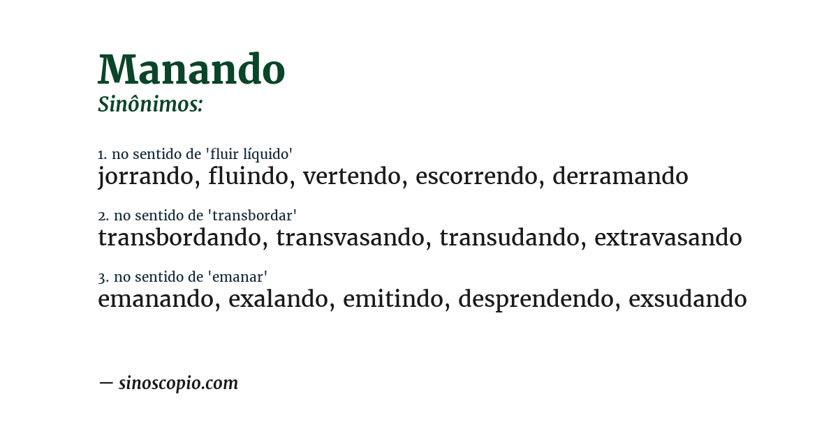Sinônimo de manando