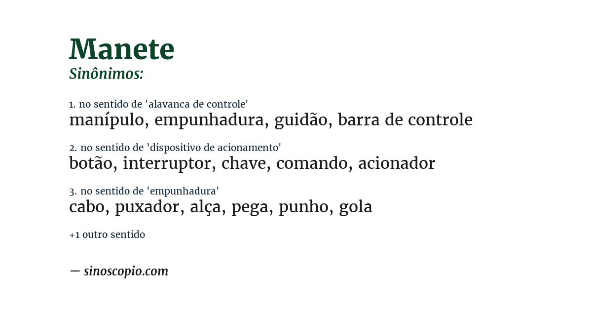 Sinônimo de manete