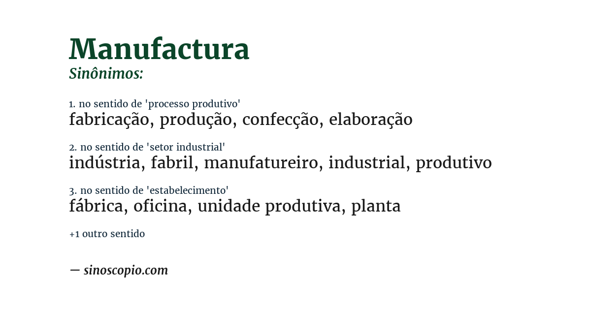 Sinônimo de manufactura