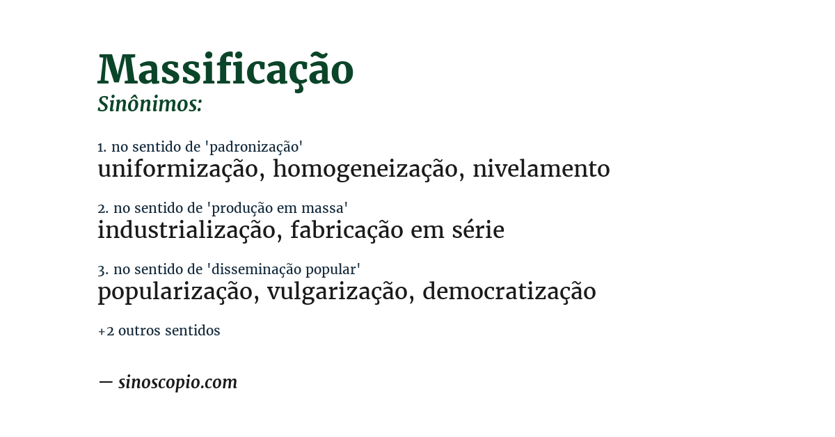 Sinônimo de massificação