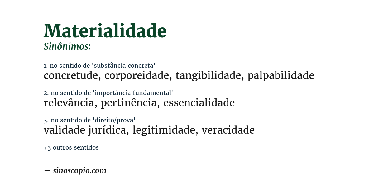 Sinônimo de materialidade