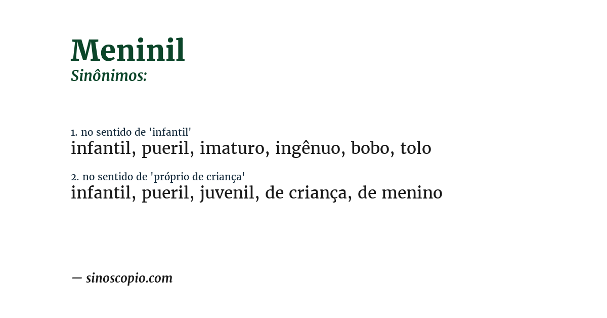 Sinônimo de meninil