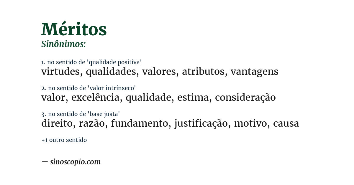 Sinônimo de méritos
