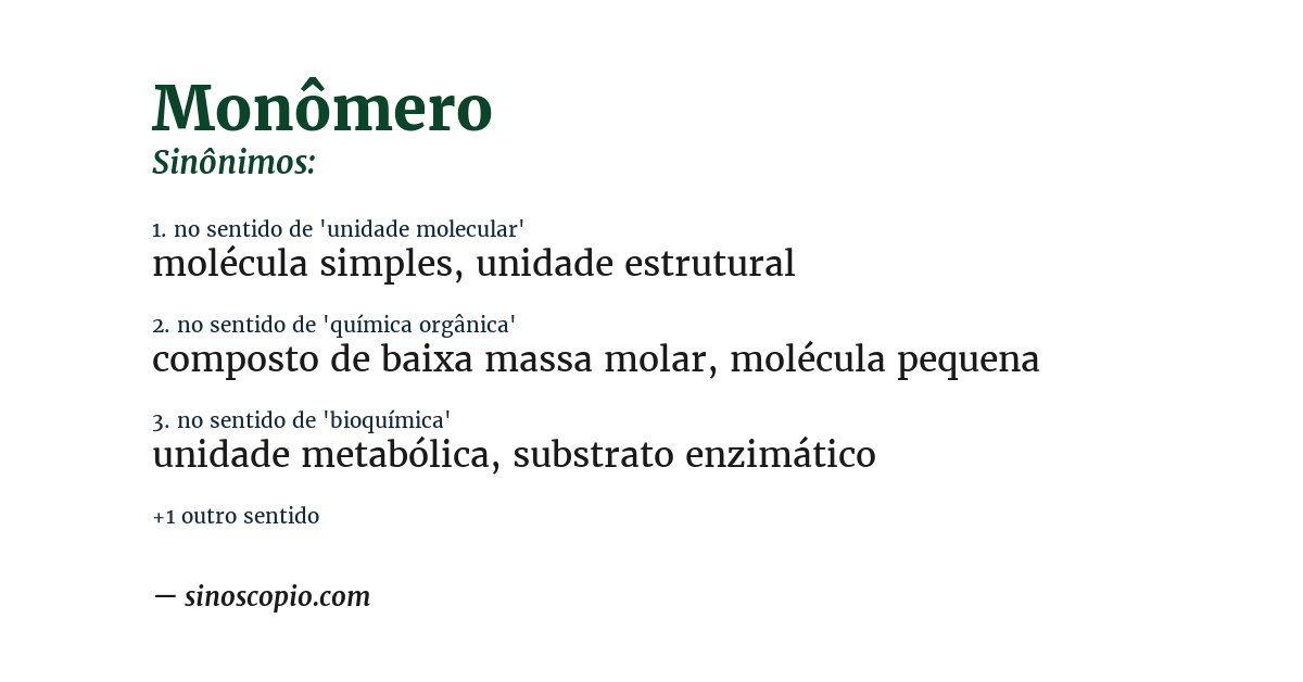 Sinônimo de monômero
