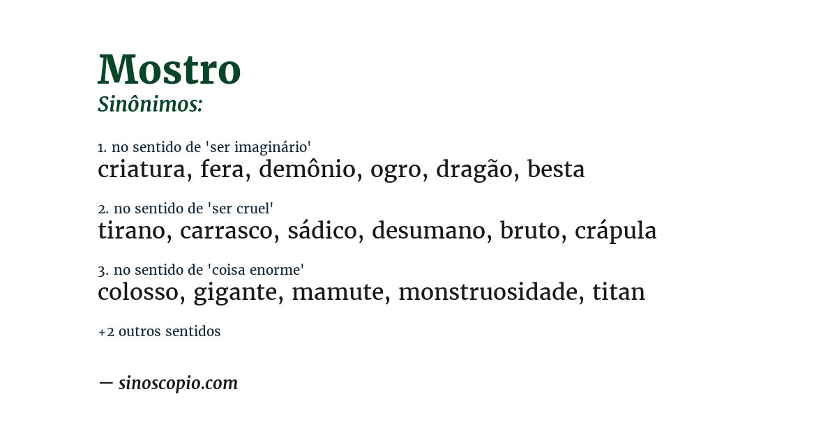 Sinônimo de mostro