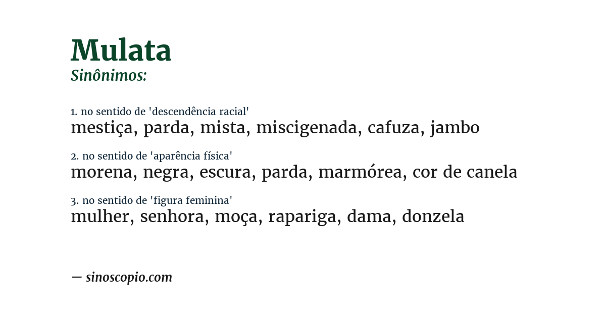 Sinônimo de mulata