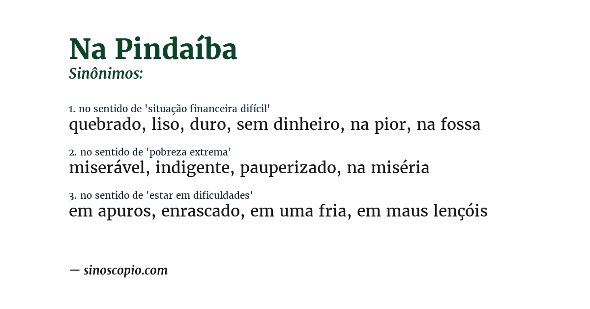 Sinônimo de na pindaíba