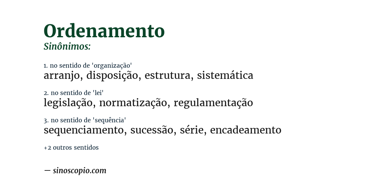 Sinônimo de ordenamento