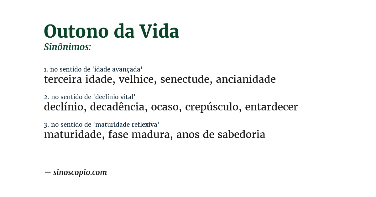 Sinônimo de outono da vida