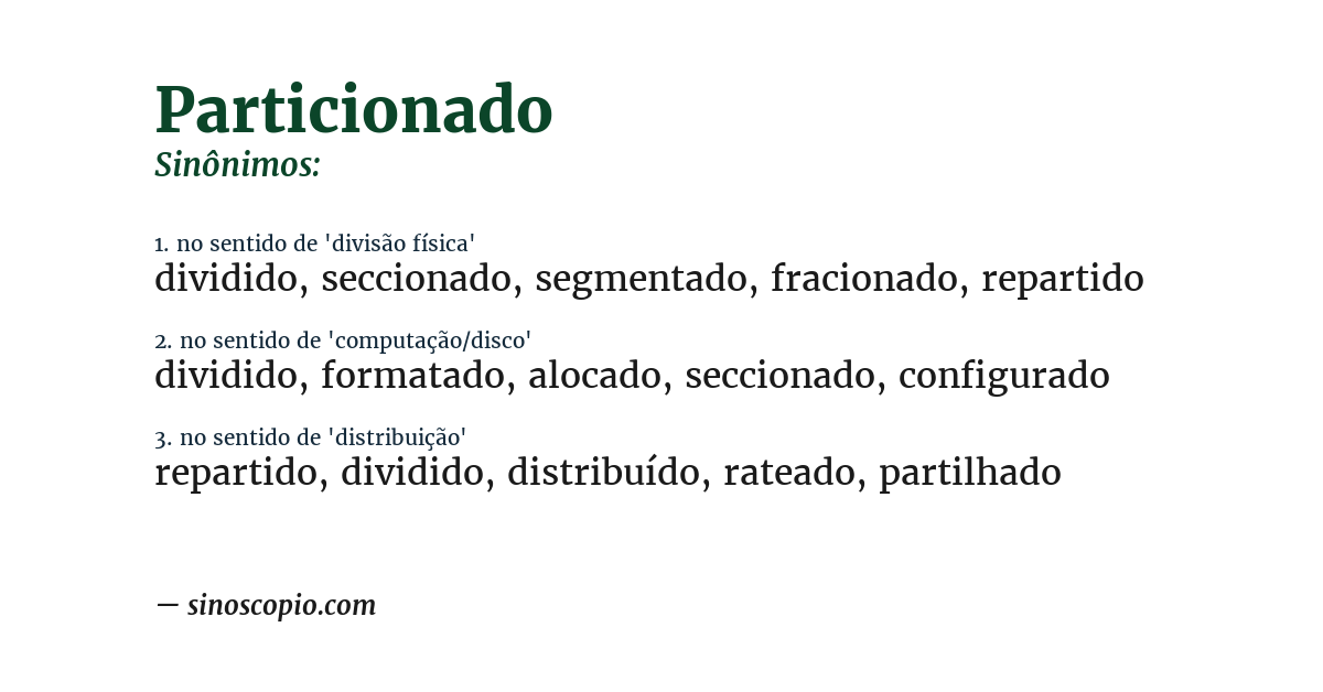 Sinônimo de particionado