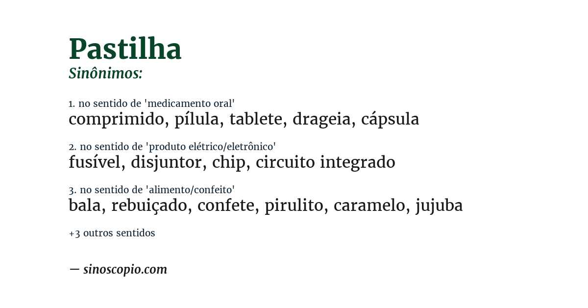 Sinônimo de pastilha