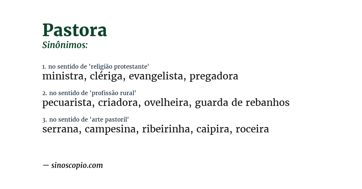 Sinônimo de pastora