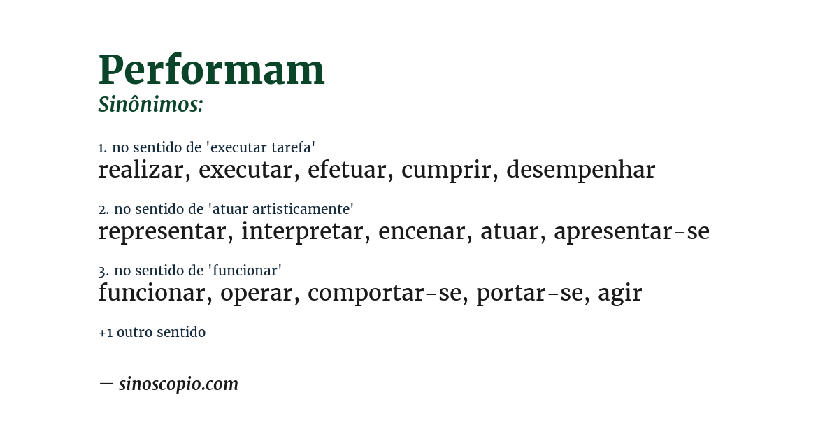 Sinônimo de performam