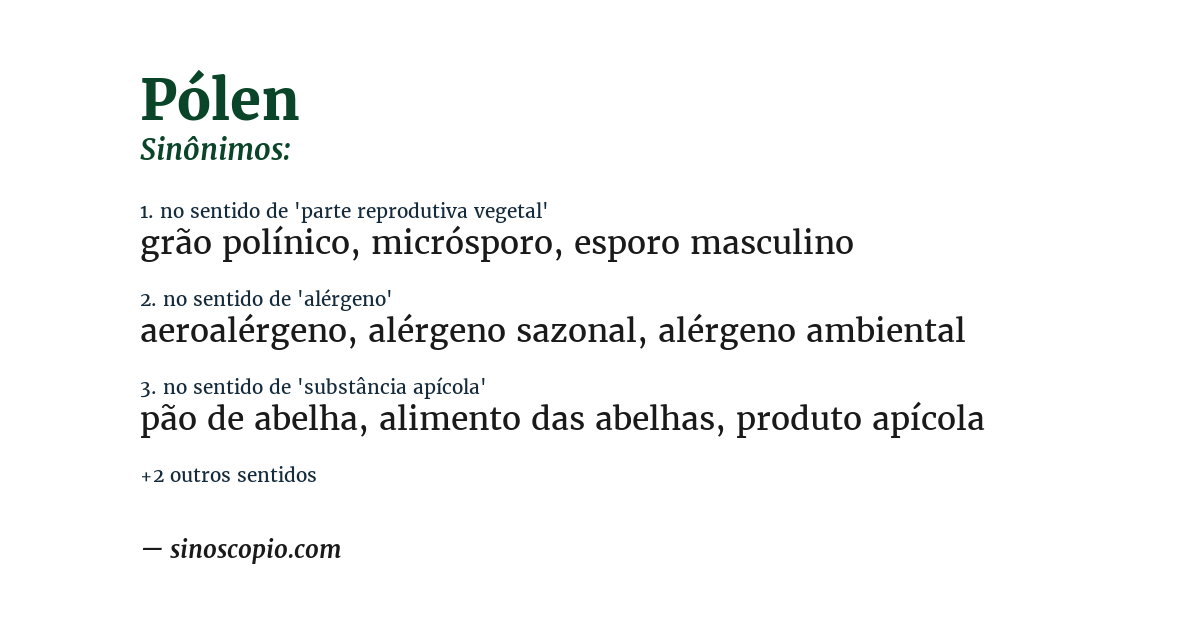 Sinônimo de pólen
