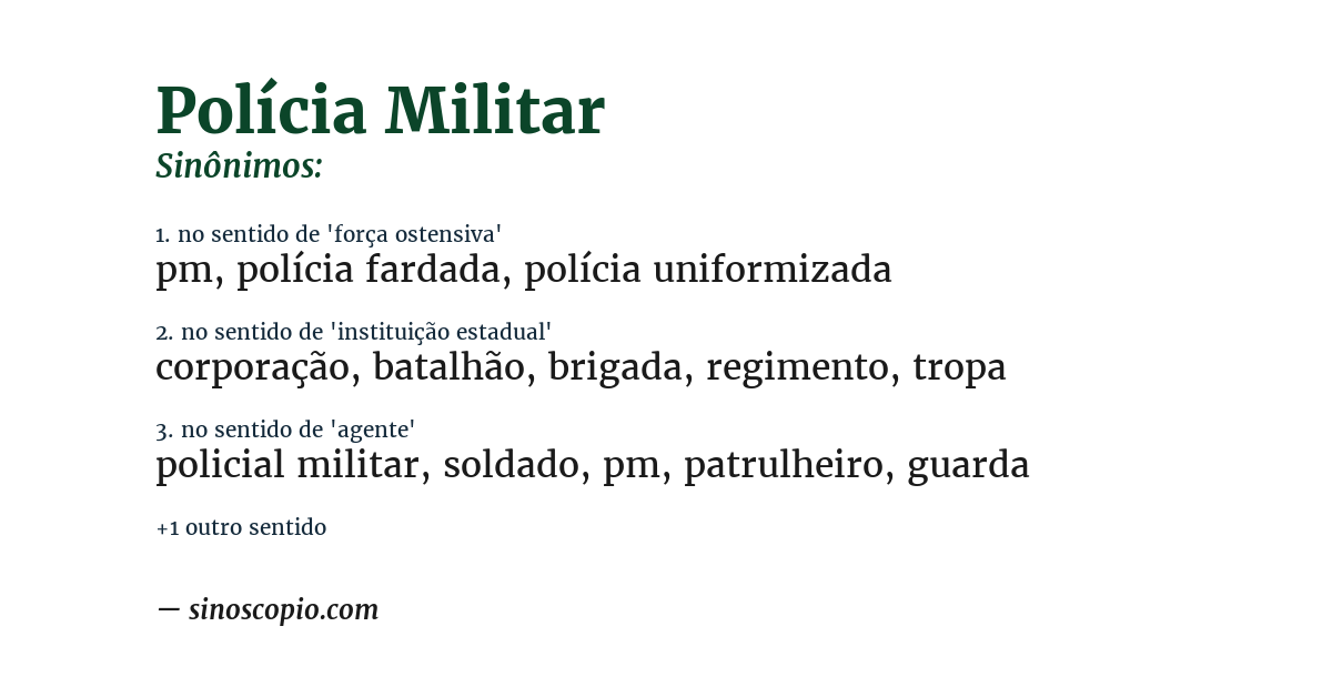 Sinônimo de polícia militar