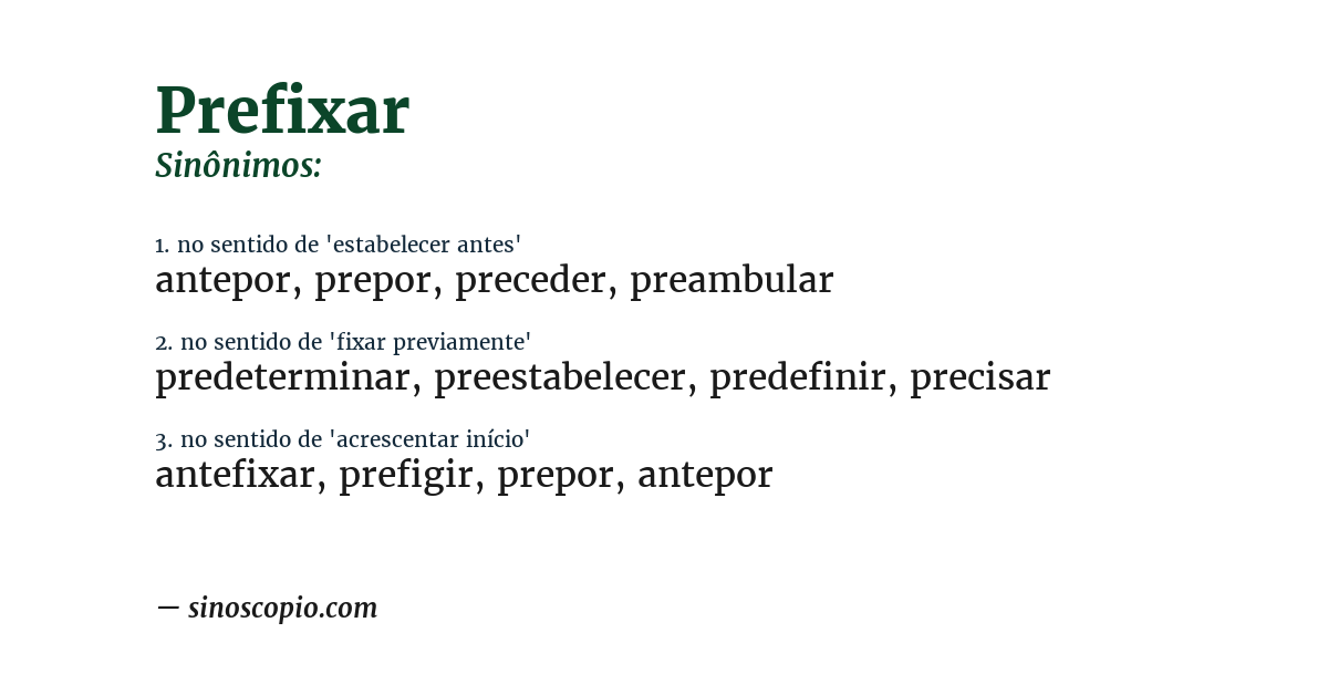 Sinônimo de prefixar