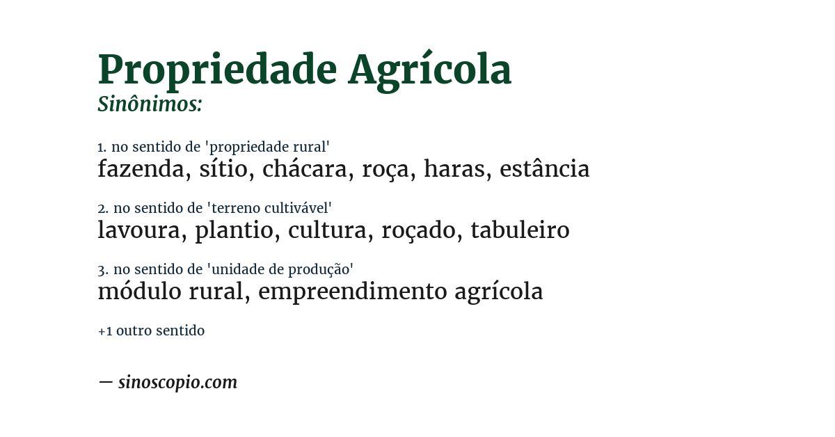 Sinônimo de propriedade agrícola