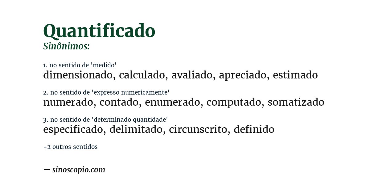 Sinônimo de quantificado