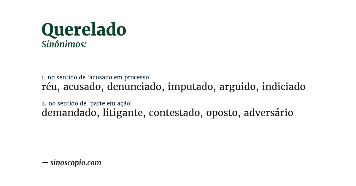 Sinônimo de querelado