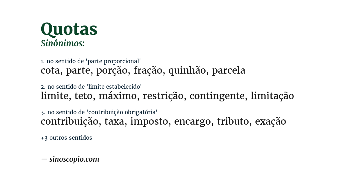 Sinônimo de quotas