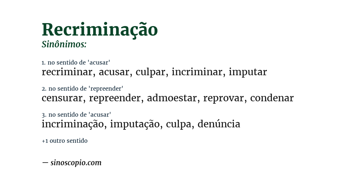 Sinônimo de recriminação
