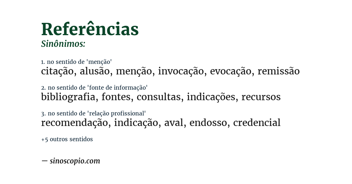 Sinônimo de referências
