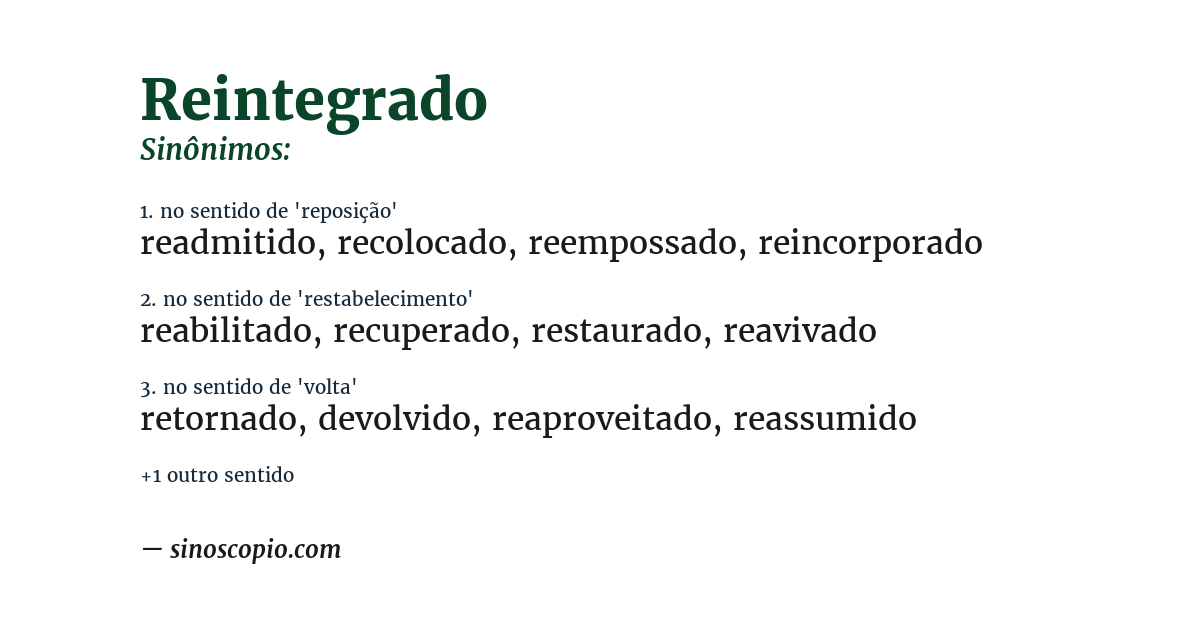 Sinônimo de reintegrado