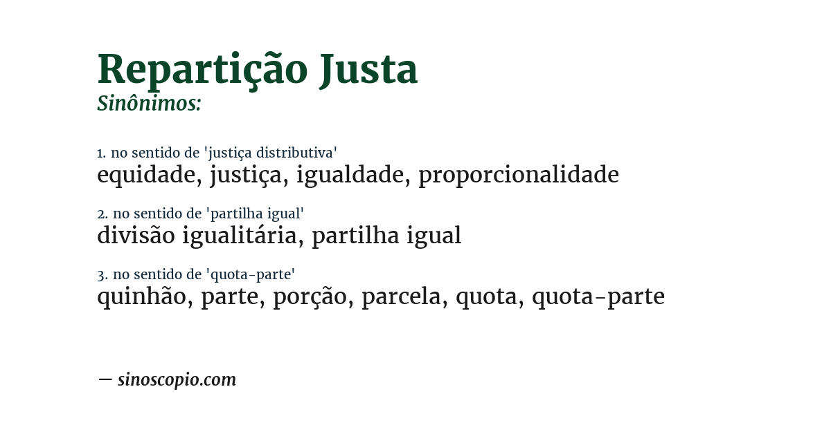 Sinônimo de repartição justa