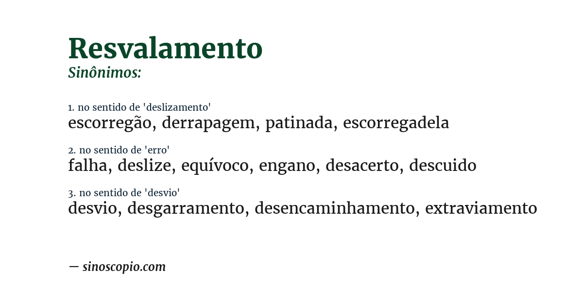 Sinônimo de resvalamento