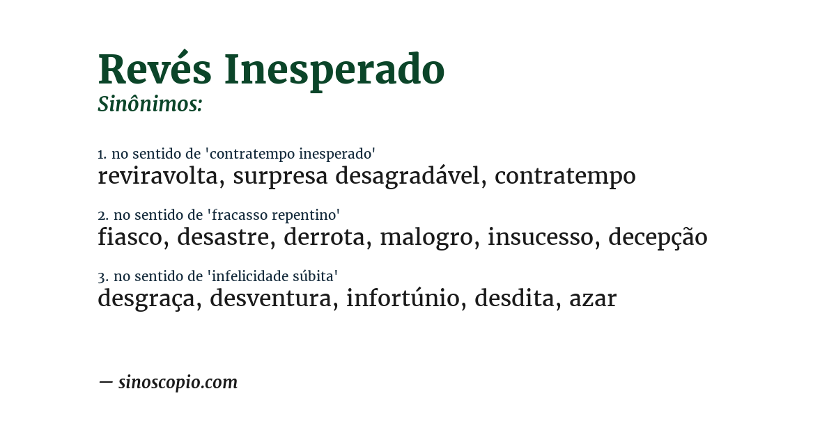 Sinônimo de revés inesperado
