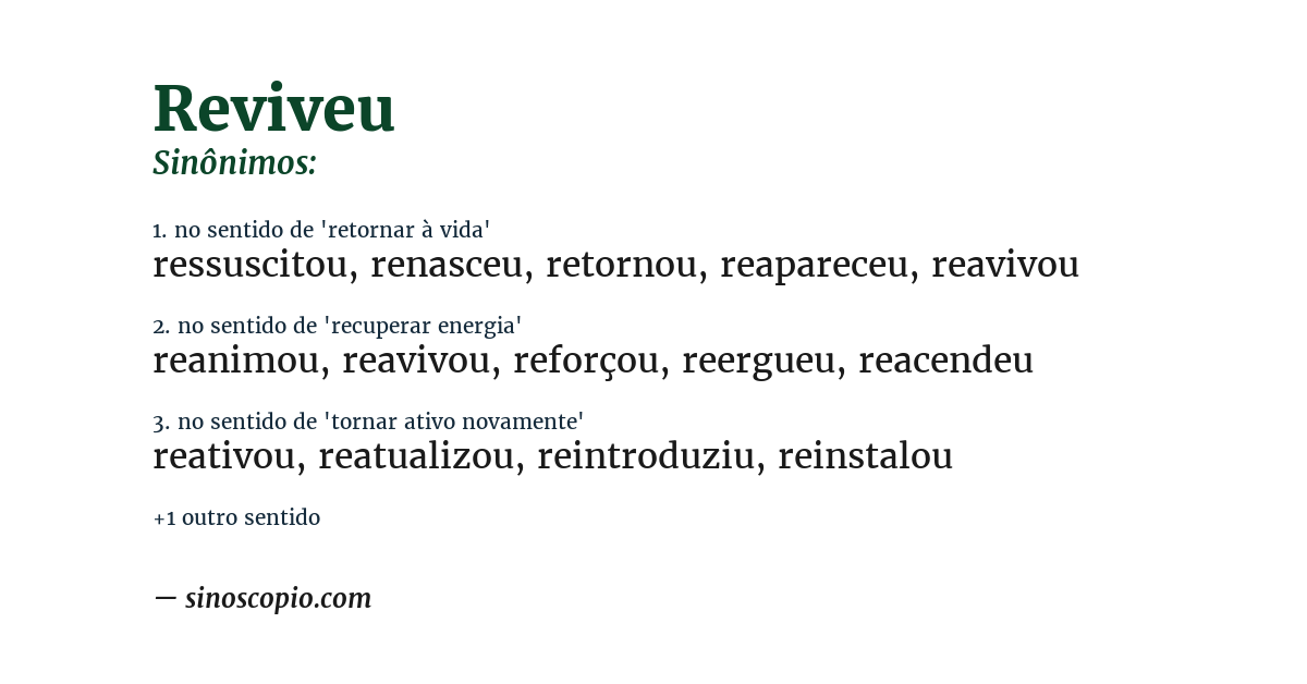 Sinônimo de reviveu