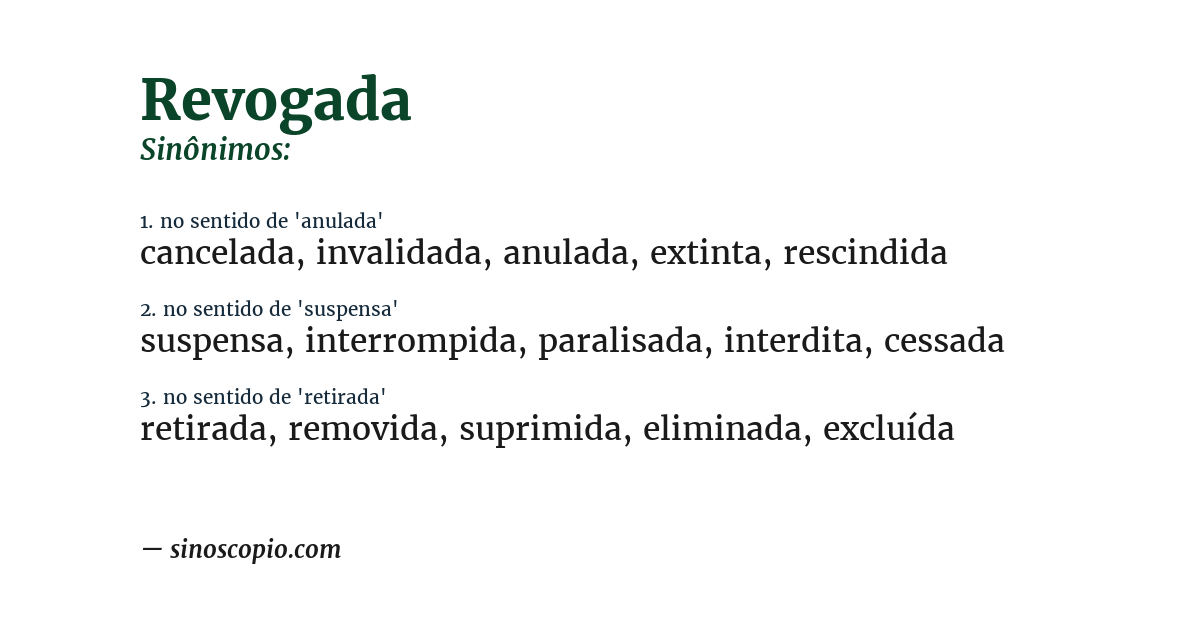Sinônimo de revogada