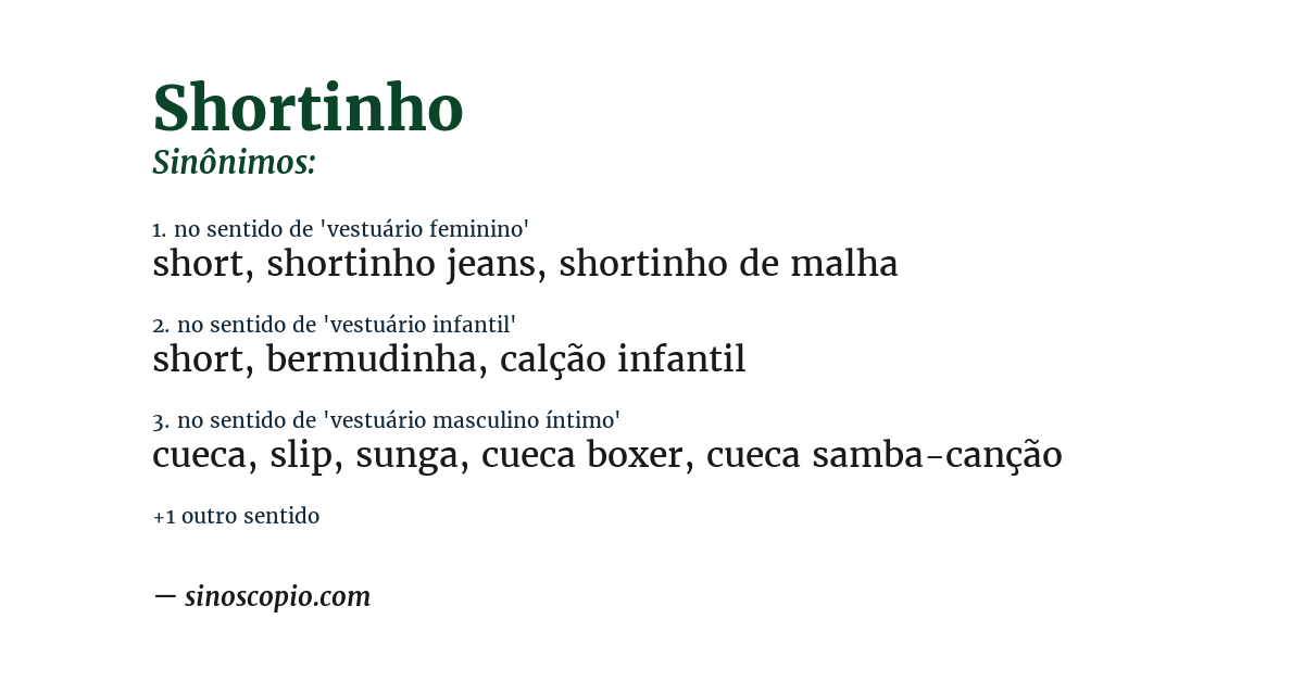 Sinônimo de shortinho