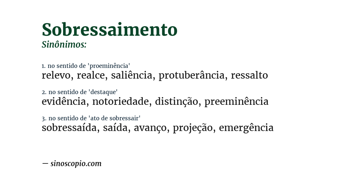 Sinônimo de sobressaimento
