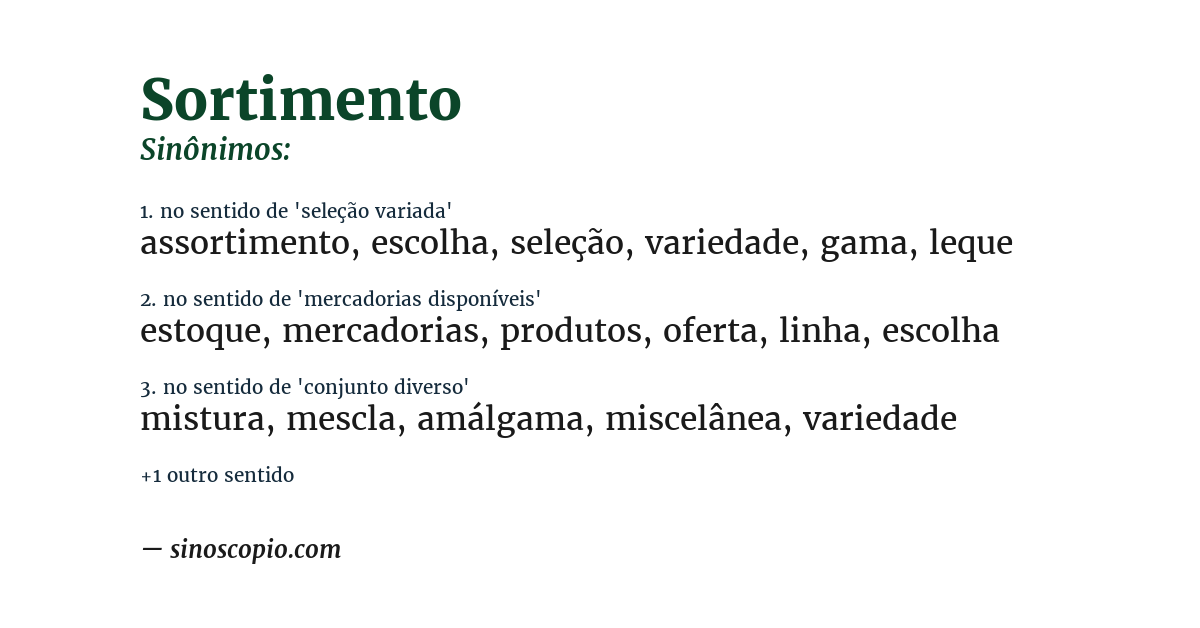 Sinônimo de sortimento