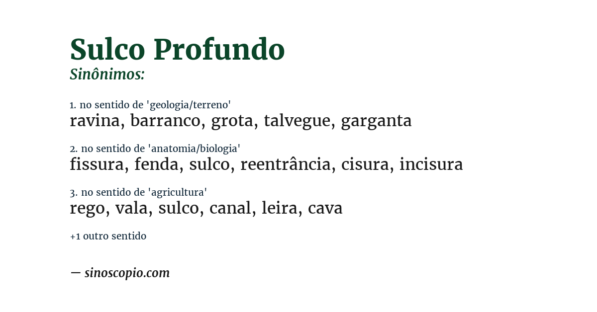 Sinônimo de sulco profundo