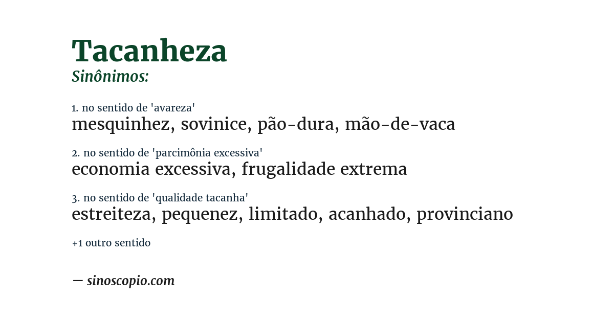 Sinônimo de tacanheza