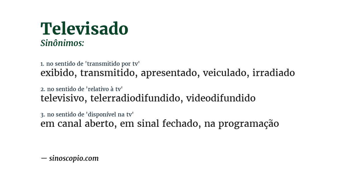 Sinônimo de televisado