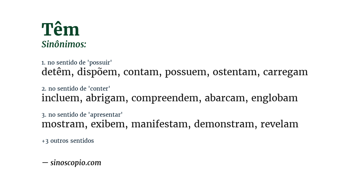 Sinônimo de têm