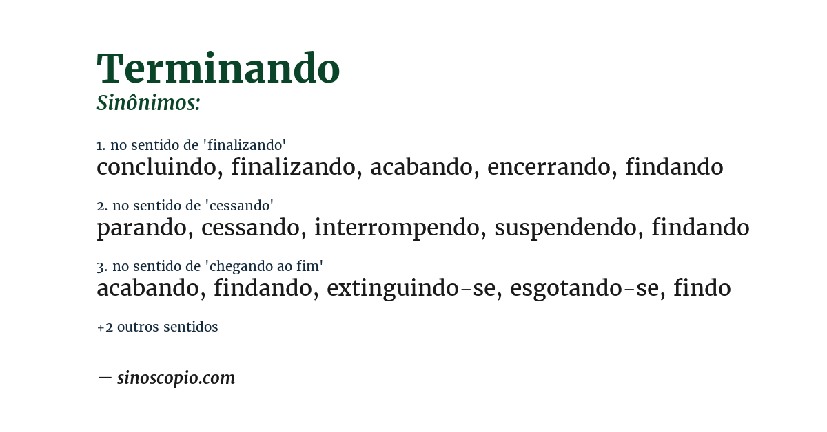 Sinônimo de terminando