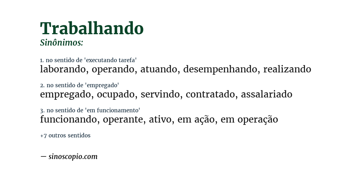 Sinônimo de trabalhando