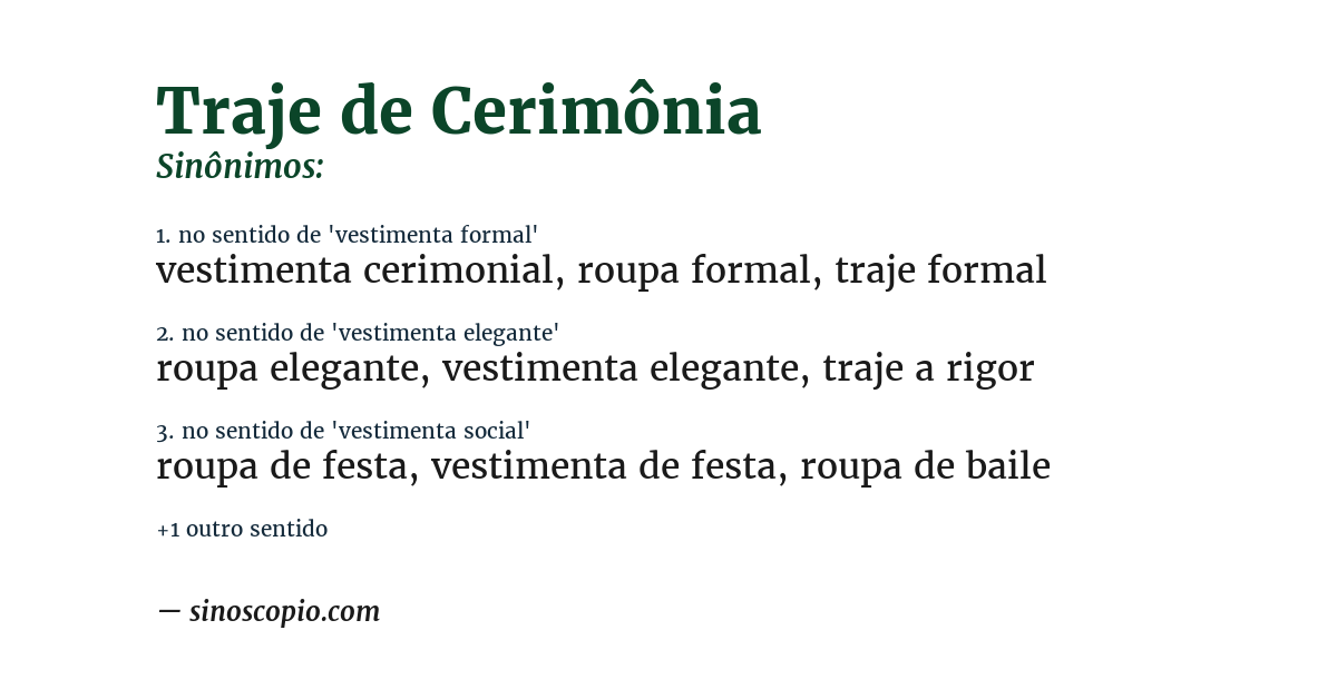 Sinônimo de traje de cerimônia