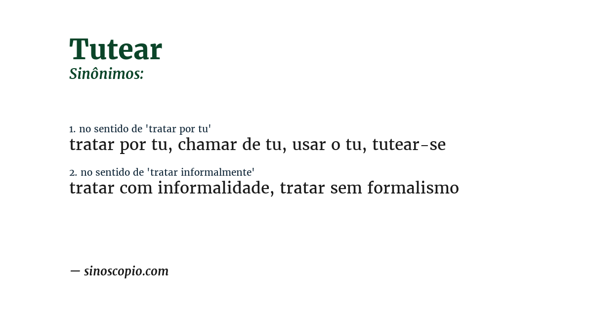Sinônimo de tutear