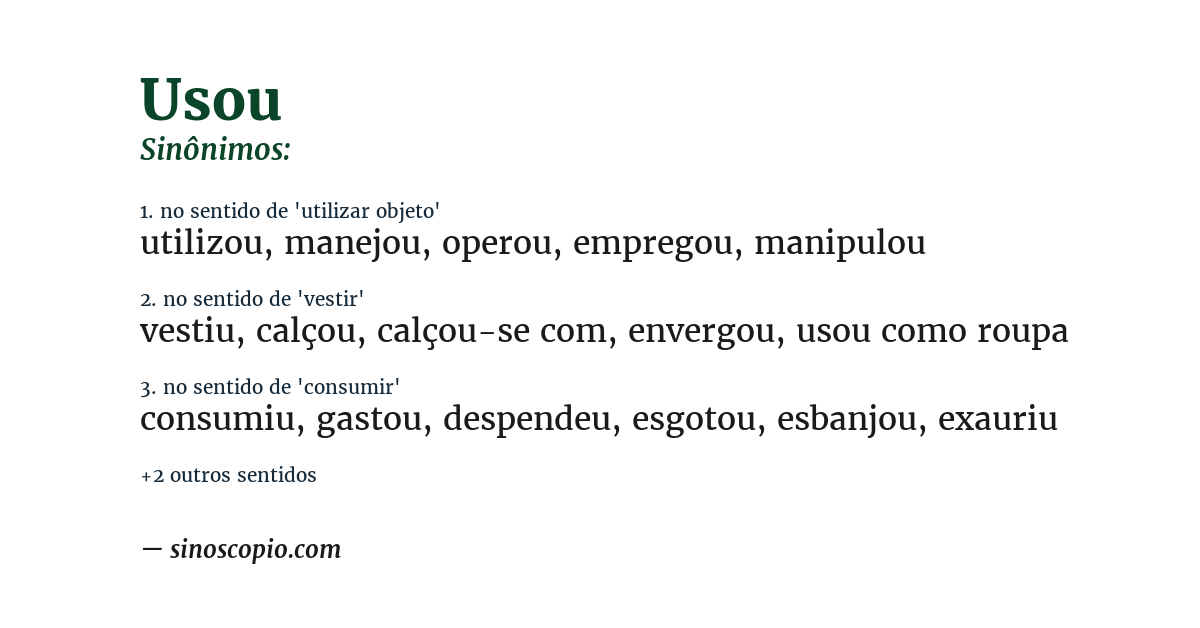Sinônimo de usou