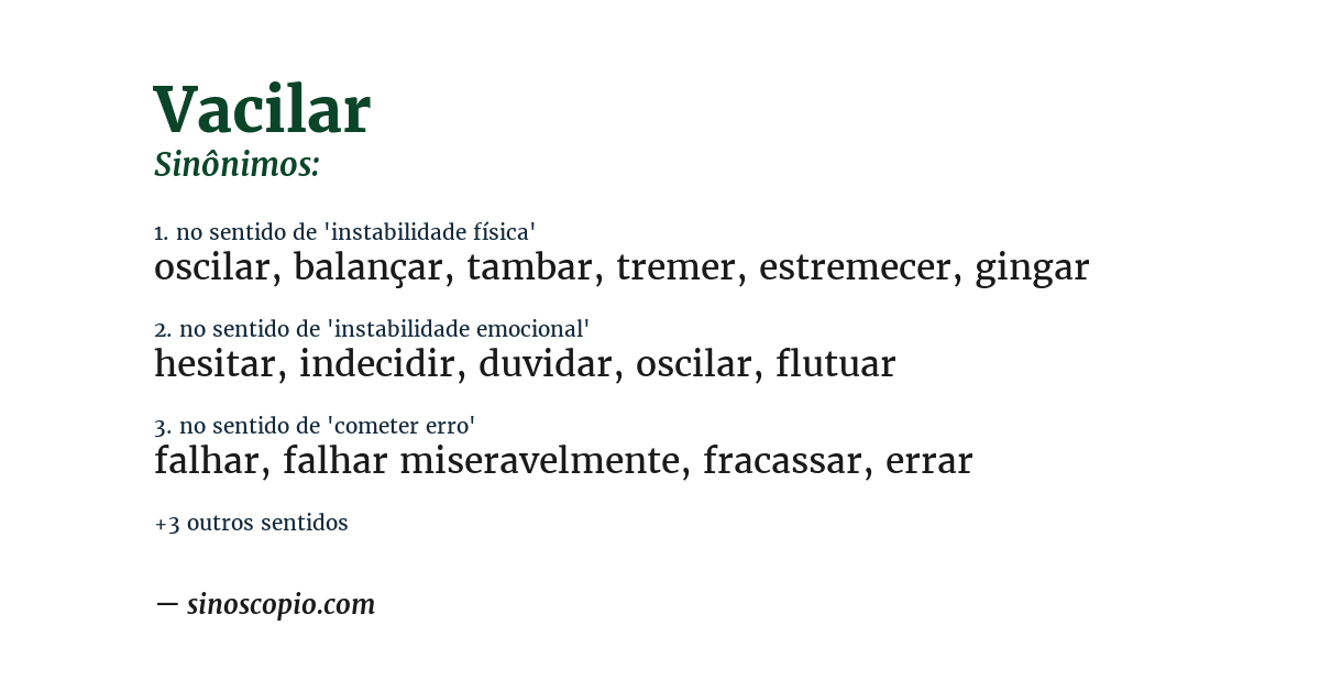 Sinônimo de vacilar