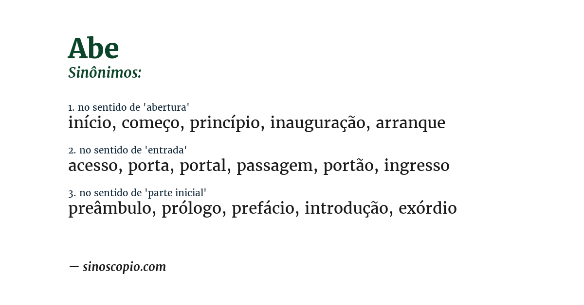 Sinônimo de abe