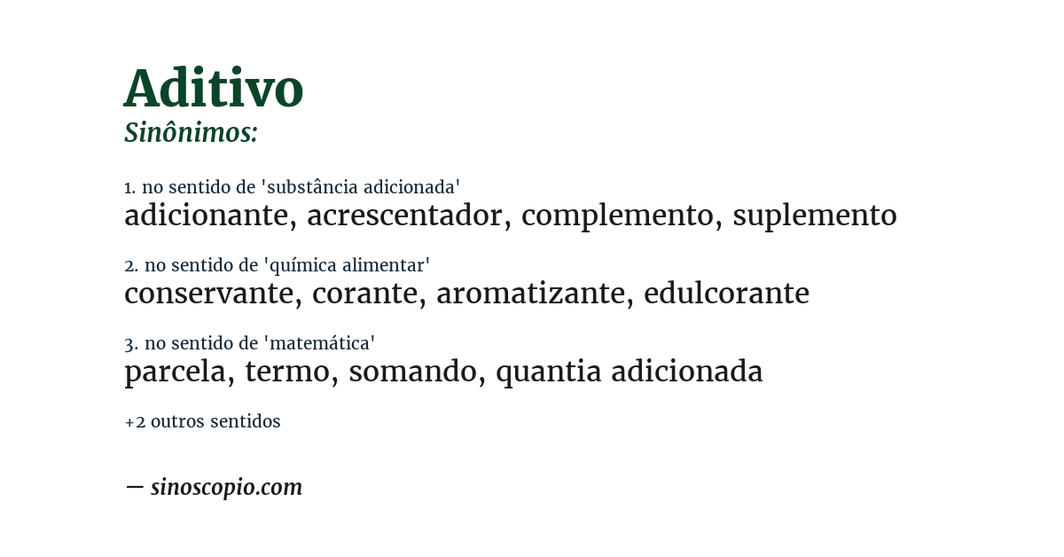 Sinônimo de aditivo